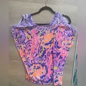 Lilly Pulitzer Cold Shoulder Linen Top size S/M